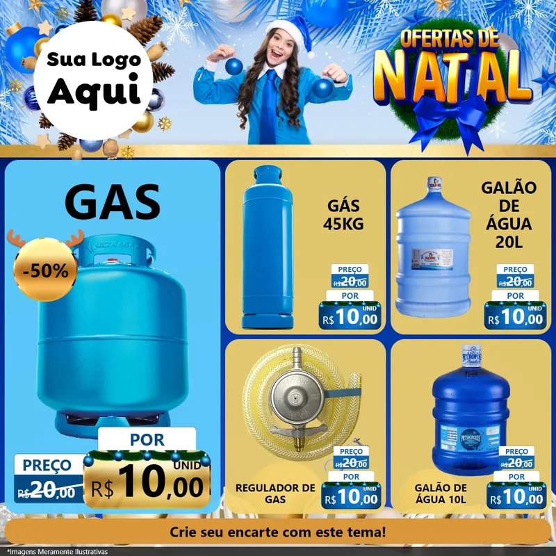 Modelo de Rede Social para Feed Facebook com o tema Ofertas de Natal para Água e gás