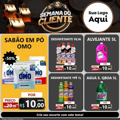 Modelo de Rede Social para Feed Facebook com o tema Semana do Cliente para Produtos de Limpeza