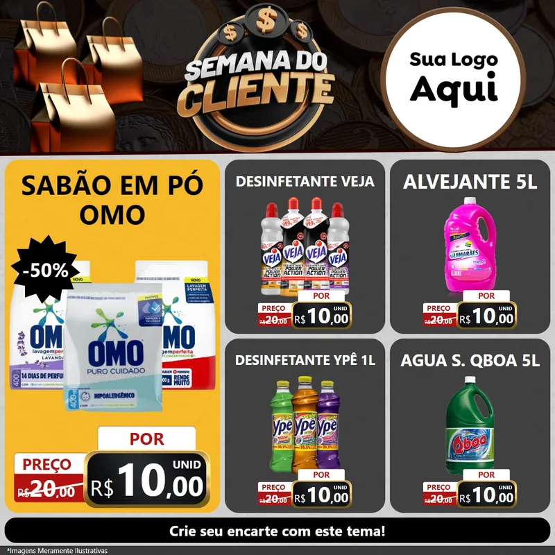 Modelo de Rede Social para Feed Facebook com o tema Semana do Cliente para Produtos de Limpeza