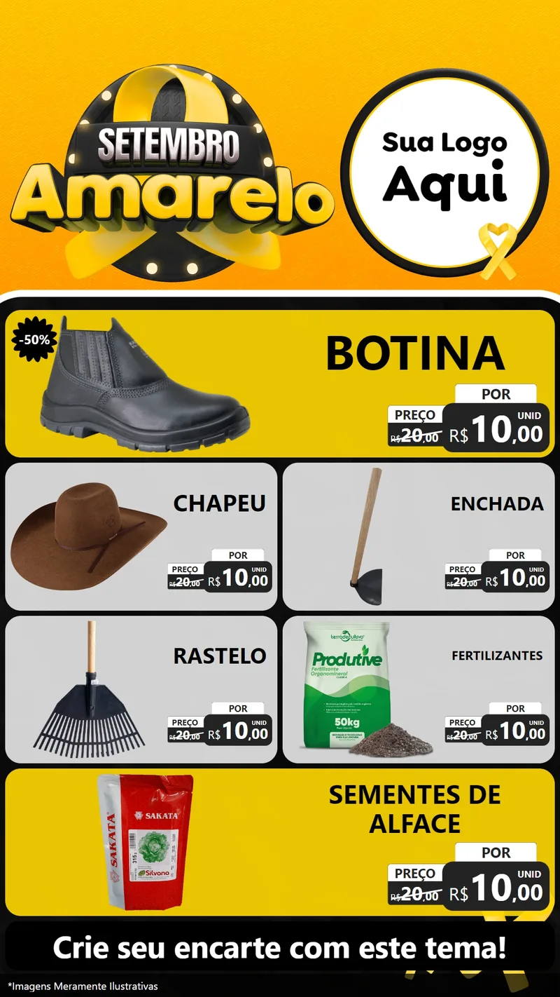 Modelo de TV para TV Vertical com o tema Setembro Amarelo para Agropecuária