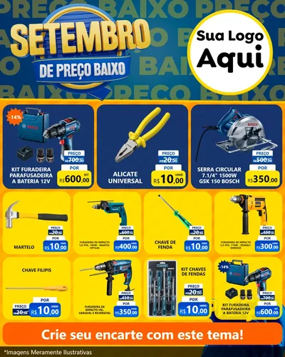 Modelo de Rede Social para Feed Instagram com o tema Setembro De Preço Baixo para Maquinas e Ferramentas