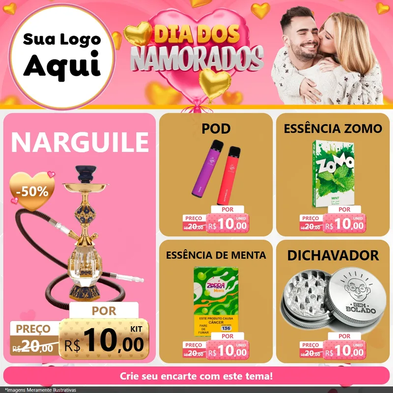 Modelo de Rede Social para Feed Facebook com o tema Dia dos Namorados para Tabacaria