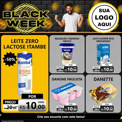 Modelo de Rede Social para Feed Facebook com o tema Black Week para Frios e Laticínios