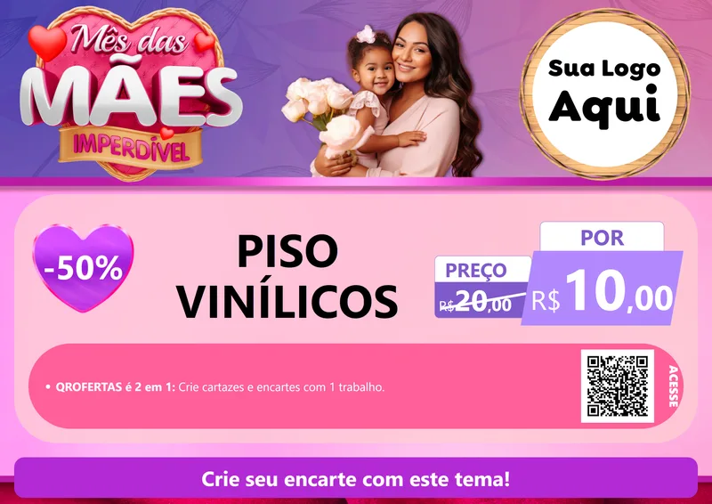 Modelo de Cartaz para Cartaz A4 Horizontal com o tema Mês das Mães Imperdível para Material para Construção