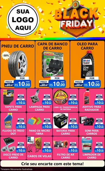 Modelo de Encarte para Encarte Grande com o tema Black Friday para Auto peças
