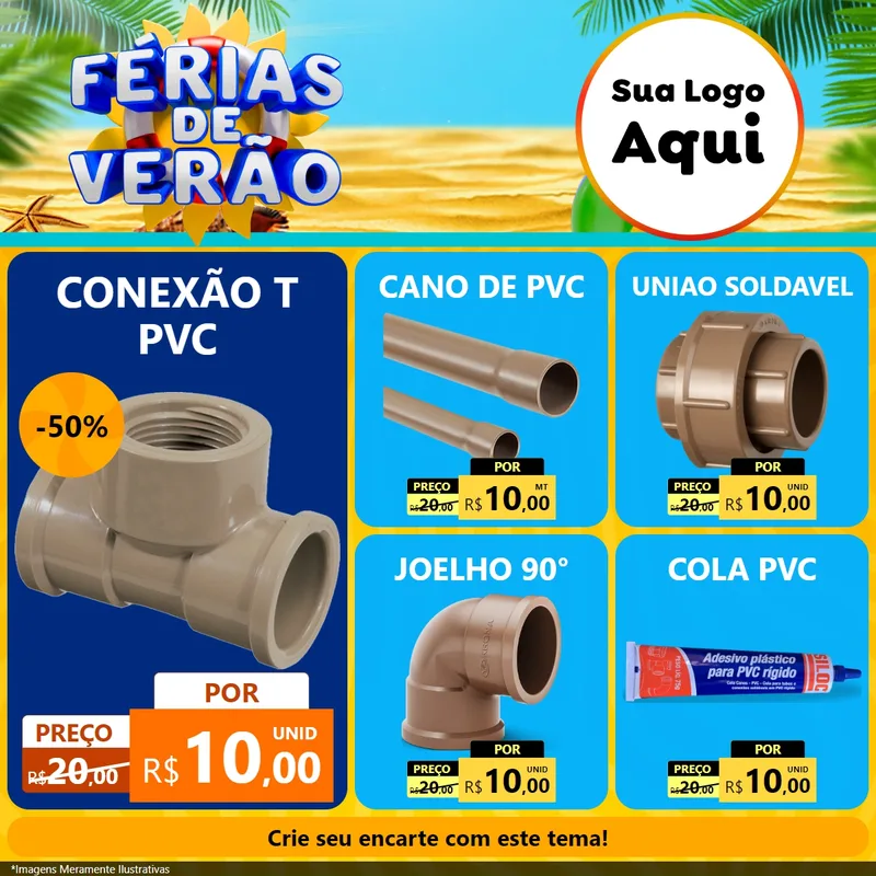 Modelo de Rede Social para Feed Facebook com o tema Férias de Verão para Tubos e conexões