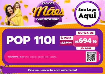 Modelo de Cartaz para Cartaz A4 Horizontal com o tema Dia das Mães com Desconto para Concessionaria de Motos