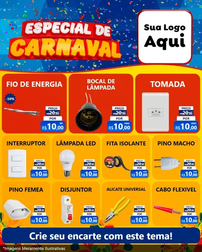 Modelo de Rede Social para Feed Instagram com o tema Especial de Carnaval para Materiais Elétricos