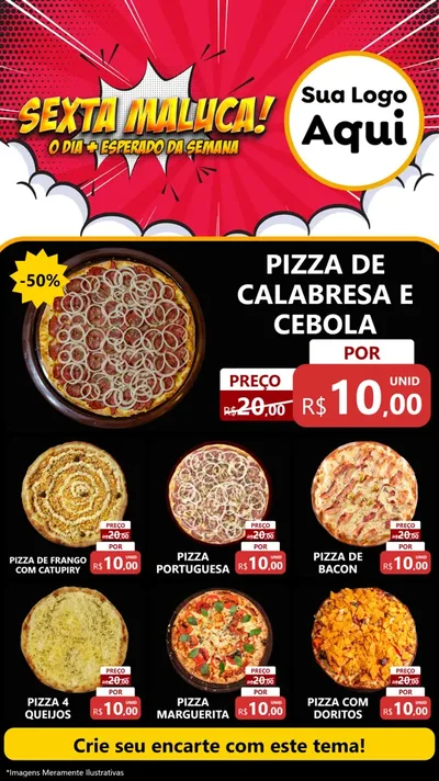 Modelo de Rede Social para Stories com o tema Sexta Maluca! para Pizzaria