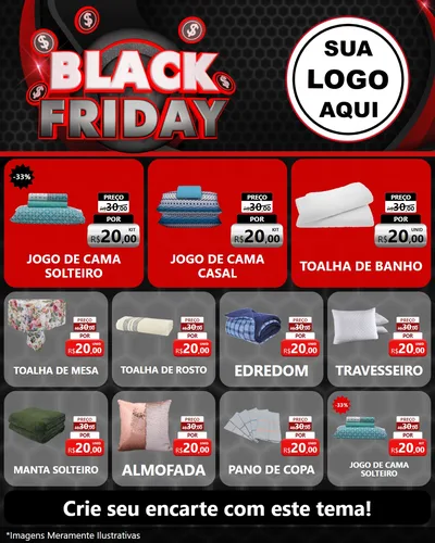 Modelo de Rede Social para Feed Instagram com o tema Black Friday para Cama, Mesa e Banho