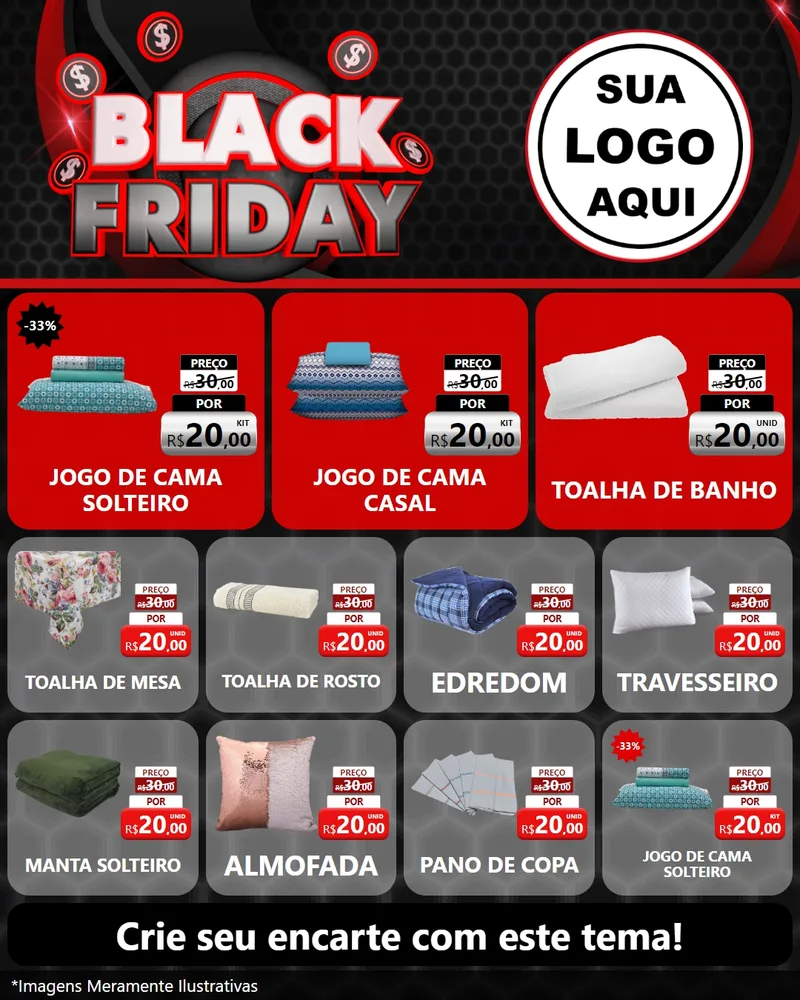 Modelo de Rede Social para Feed Instagram com o tema Black Friday para Cama, Mesa e Banho