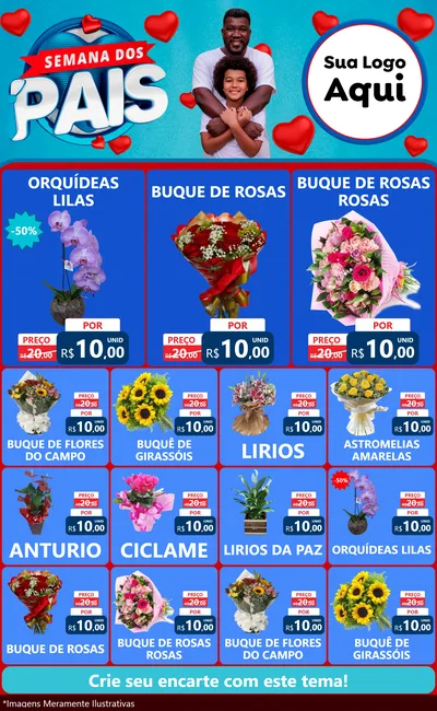 Modelo de Encarte para Encarte Grande com o tema Semana Dos Pais para Floricultura e jardim