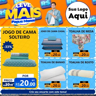 Modelo de Rede Social para Feed Facebook com o tema Leve Mais, Pague Menos para Cama, Mesa e Banho