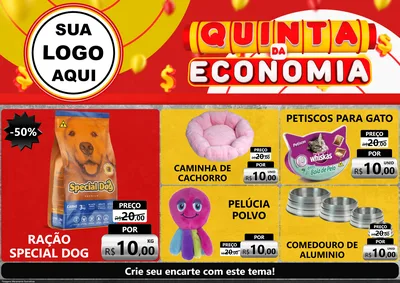 Modelo de Encarte para Encarte A4 Horizontal com o tema Quinta da Economia para Pet Shop