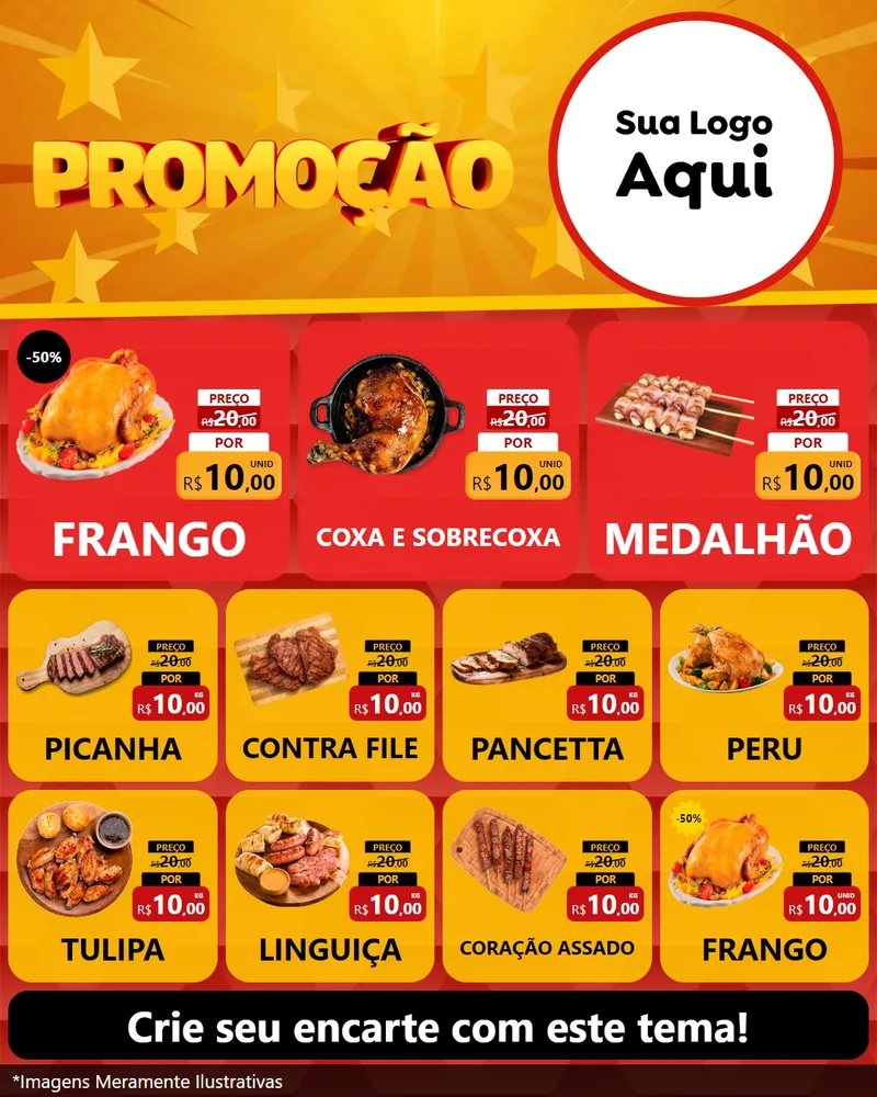Modelo de Rede Social para Feed Instagram com o tema Promoção para Assados