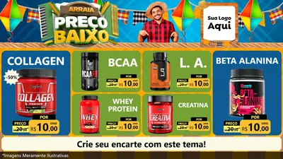 Modelo de TV para TV Horizontal com o tema Arraiá de Preço Baixo - Junina para Suplementos alimentares