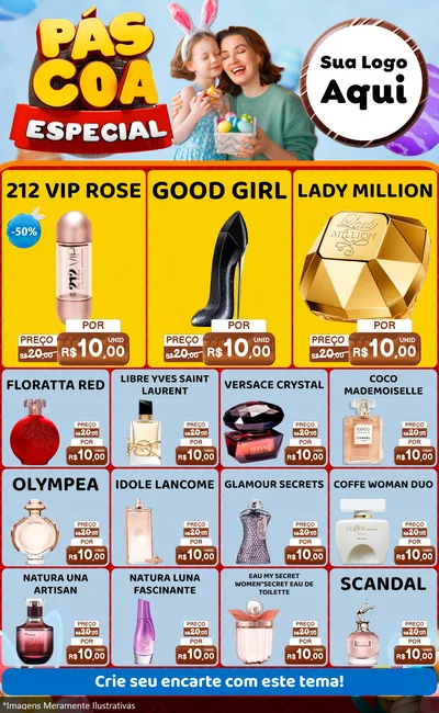 Modelo de Encarte para Encarte Grande com o tema Páscoa Especial para Perfumes