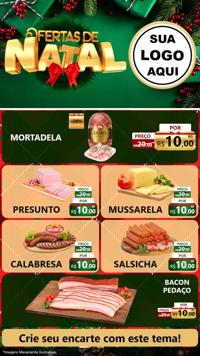 Modelo de TV para TV Vertical com o tema Ofertas de Natal para Frios e Laticínios