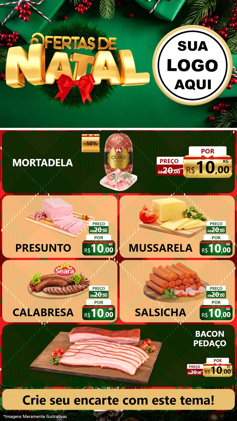 Modelo de TV para TV Vertical com o tema Ofertas de Natal para Frios e Laticínios