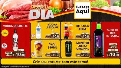Modelo de TV para TV Horizontal com o tema Ofertas do Dia para Distribuidora de bebidas