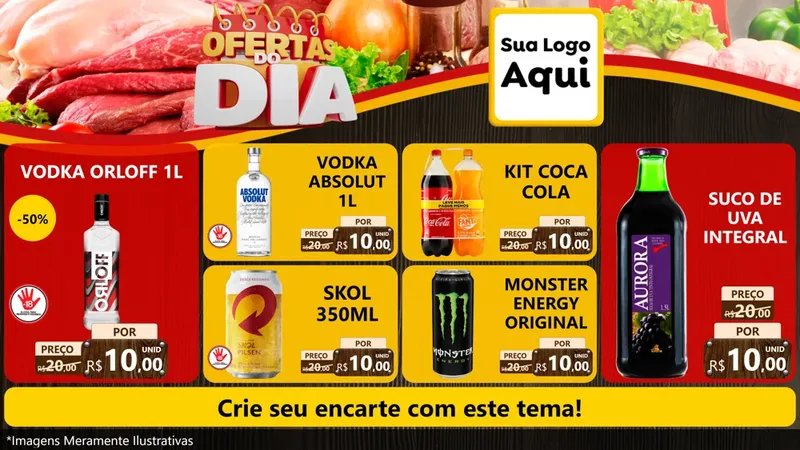 Modelo de TV para TV Horizontal com o tema Ofertas do Dia para Distribuidora de bebidas