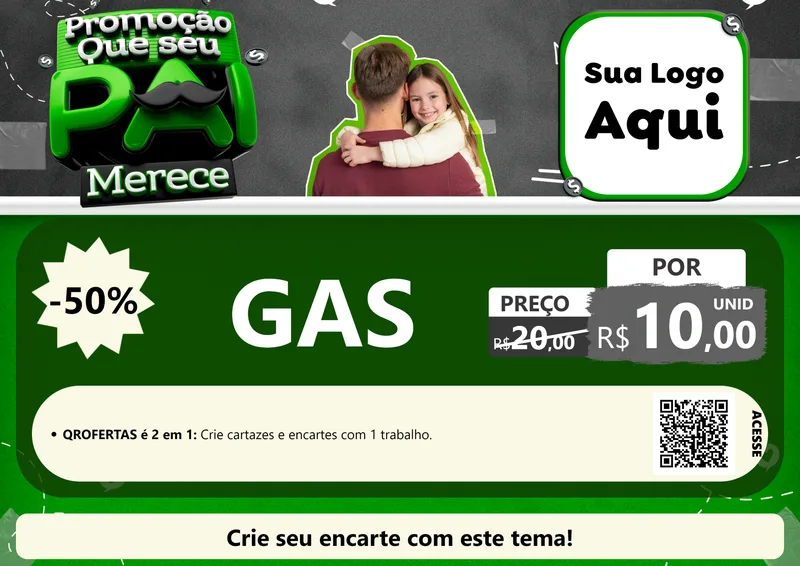Modelo de Cartaz para Cartaz A4 Horizontal com o tema Promoção Que seu Pai Merece para Água e gás