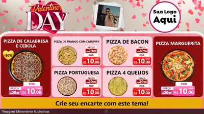 Modelo de TV para TV Horizontal com o tema Valentine's Day para Pizzaria