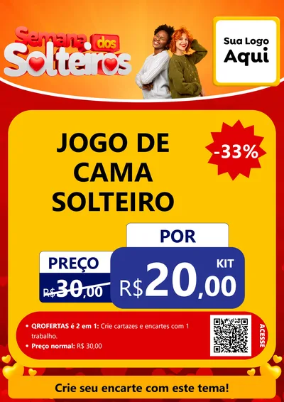 Modelo de Cartaz para Cartaz A4 Vertical com o tema Semana dos Solteiros para Cama, Mesa e Banho