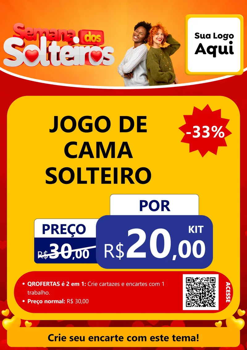 Modelo de Cartaz para Cartaz A4 Vertical com o tema Semana dos Solteiros para Cama, Mesa e Banho