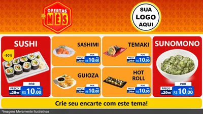 Modelo de TV para TV Horizontal com o tema Ofertas do Mês para Comida japonesa