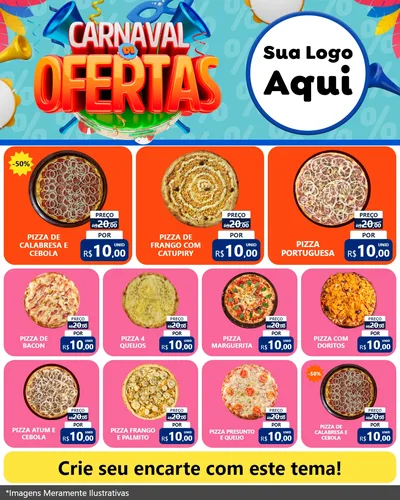 Modelo de Rede Social para Feed Instagram com o tema Carnaval de Ofertas para Pizzaria