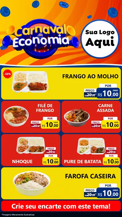 Modelo de TV para TV Vertical com o tema Carnaval da Economia para Restaurante