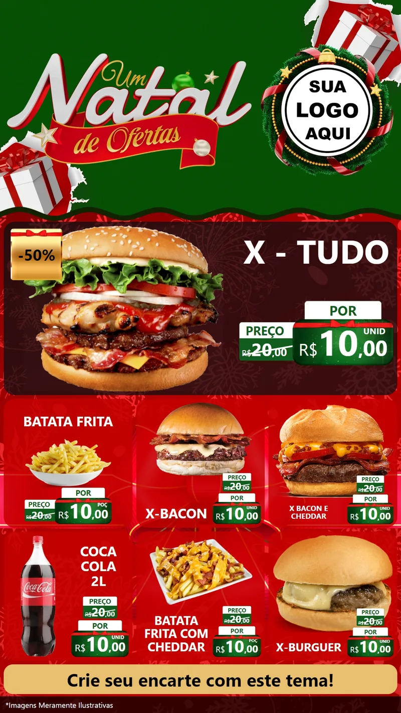 Modelo de Rede Social para Stories com o tema Um Natal de Ofertas para Hamburgueria