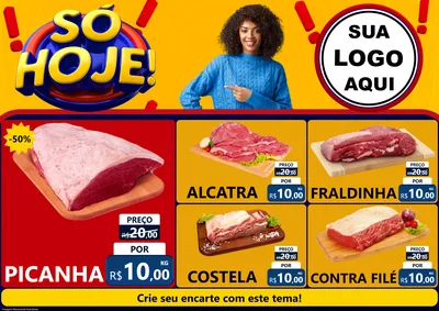 Modelo de Encarte para Encarte A4 Horizontal com o tema Só Hoje! para Açougue
