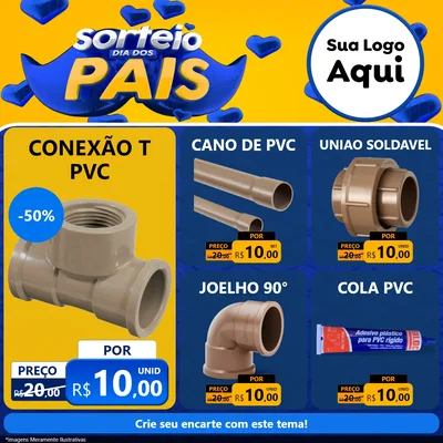 Modelo de Rede Social para Feed Facebook com o tema Sorteio Dia dos Pais para Tubos e conexões