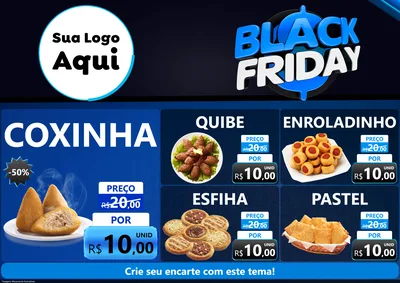 Modelo de Encarte para Encarte A4 Horizontal com o tema Black Friday para Salgadaria