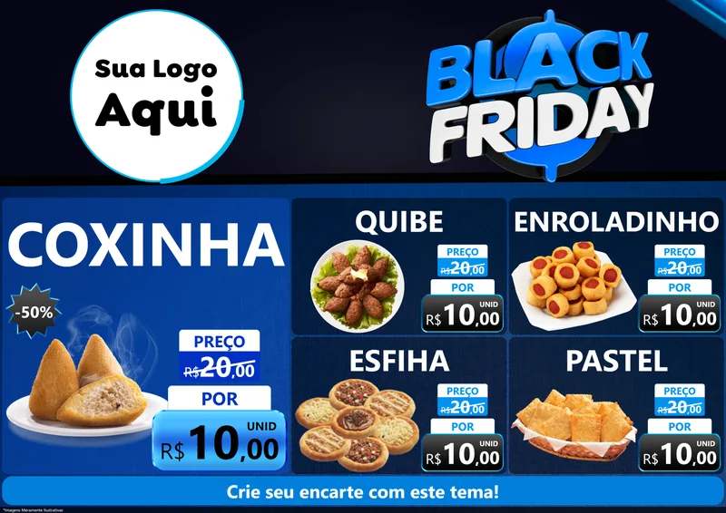 Modelo de Encarte para Encarte A4 Horizontal com o tema Black Friday para Salgadaria