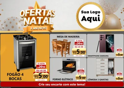 Modelo de Encarte para Encarte A4 Horizontal com o tema Ofertas De Natal E Ano Novo para Móveis e Eletro