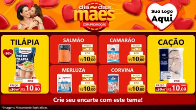 Modelo de TV para TV Horizontal com o tema Dia das Mães com Promoção para Peixaria