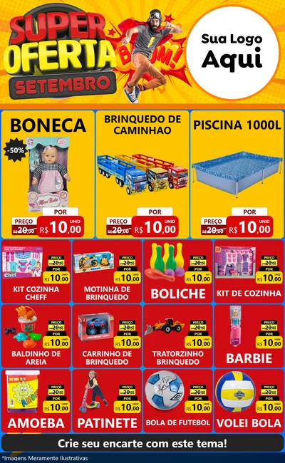 Modelo de Encarte para Encarte Grande com o tema Super Oferta Setembro para Brinquedos