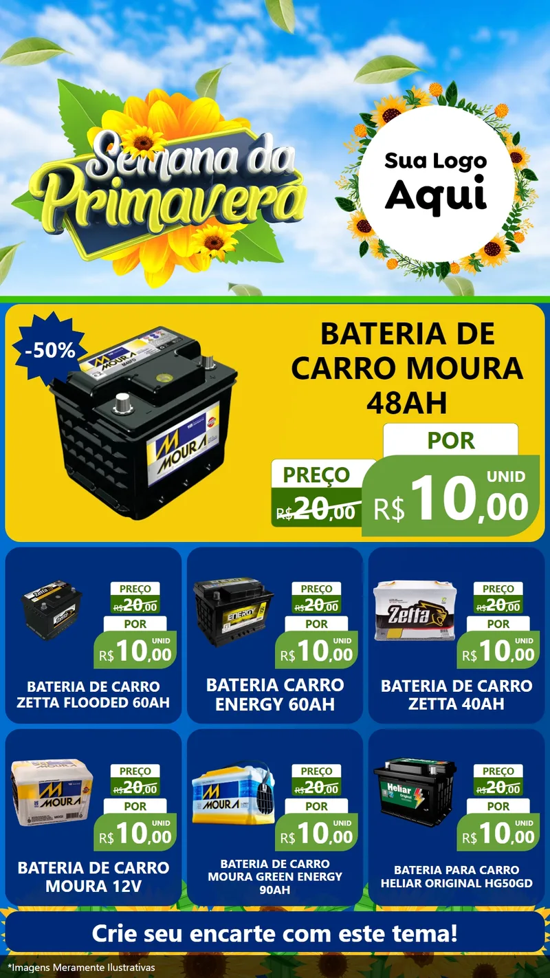 Modelo de Rede Social para Stories com o tema Semana da Primavera para Baterias Elétricas