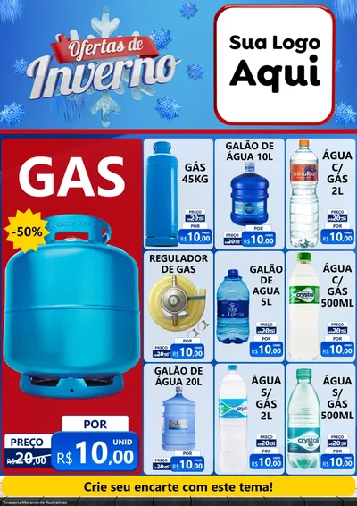 Modelo de Encarte para Encarte A4 Vertical com o tema Ofertas de Inverno para Água e gás