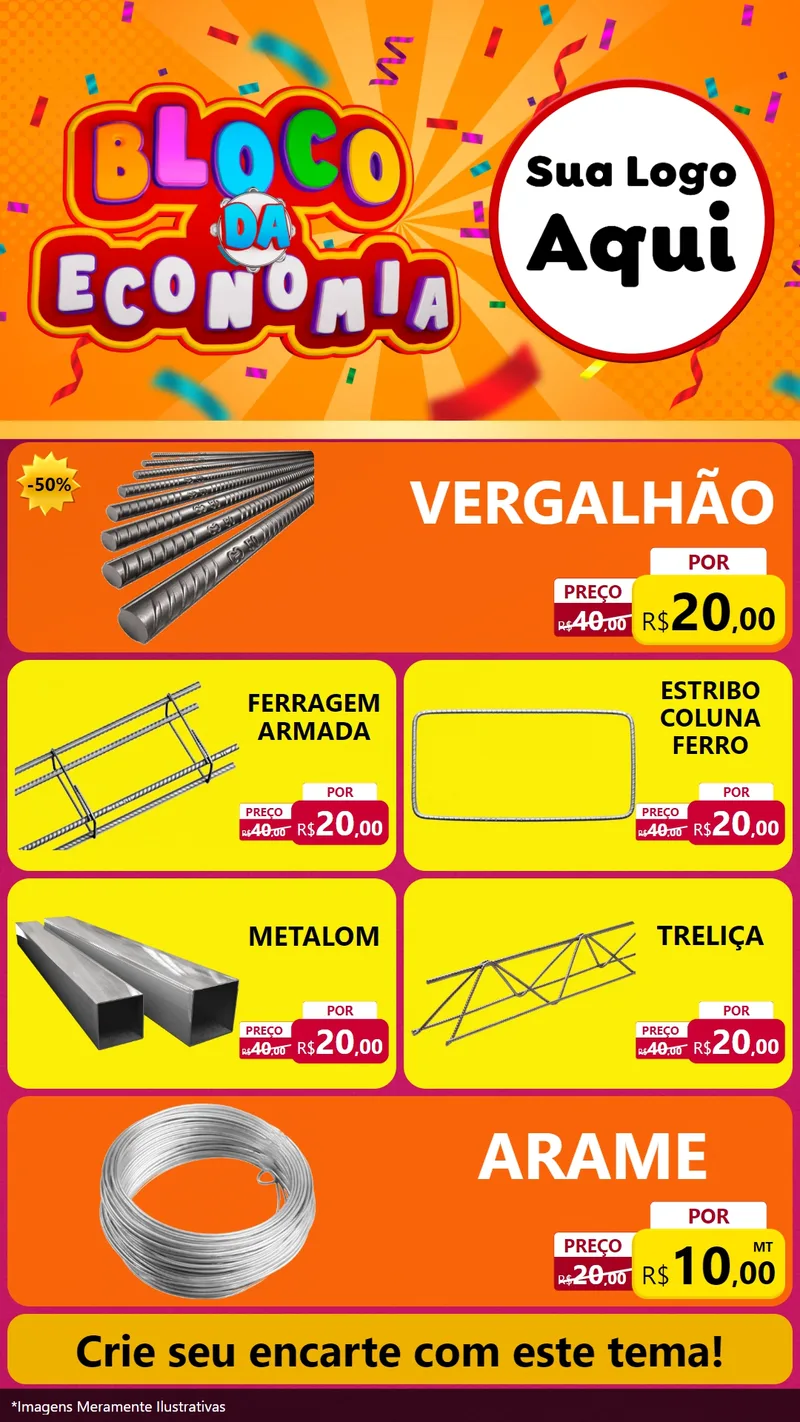 Modelo de TV para TV Vertical com o tema Bloco da Economia para Ferragens