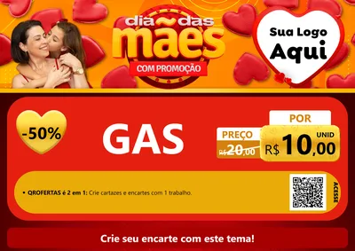 Modelo de Cartaz para Cartaz A4 Horizontal com o tema Dia das Mães com Promoção para Água e gás