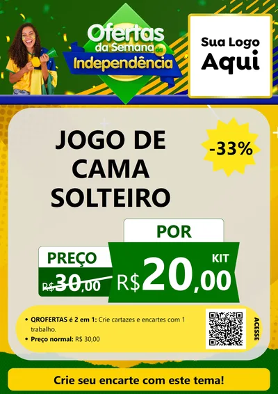 Modelo de Cartaz para Cartaz A4 Vertical com o tema Ofertas da Semana da Independência para Cama, Mesa e Banho