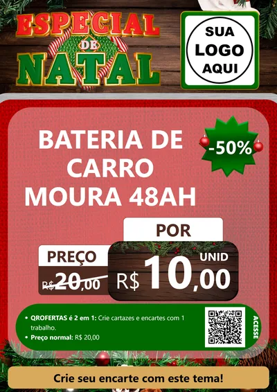 Modelo de Cartaz para Cartaz A4 Vertical com o tema Especial de Natal para Baterias Elétricas