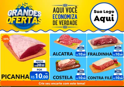 Modelo de Encarte para Encarte A4 Horizontal com o tema Grandes Ofertas para Açougue