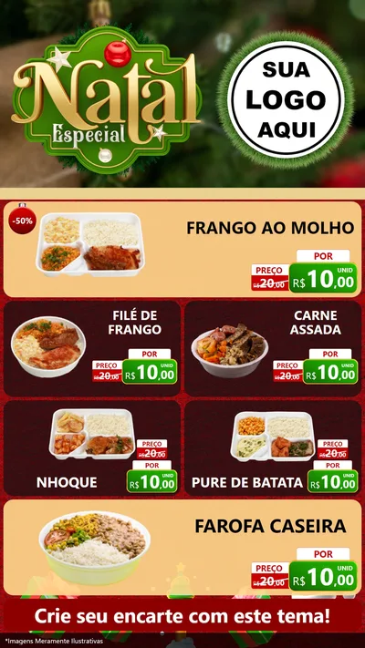 Modelo de TV para TV Vertical com o tema Natal Especial para Restaurante