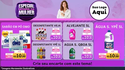 Modelo de TV para TV Horizontal com o tema Especial Semana da Mulher para Produtos de Limpeza
