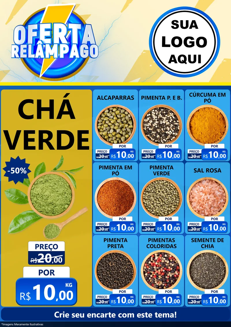 Modelo de Encarte para Encarte A4 Vertical com o tema Oferta Relâmpago para Produtos Naturais